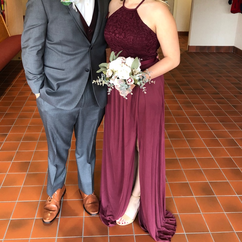 David’s bridal Lace Halter Bridesmaid dress